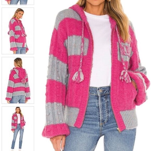 LoveShackFancy Pink and Gray Cardigan Sweater - Picture 4 of 14